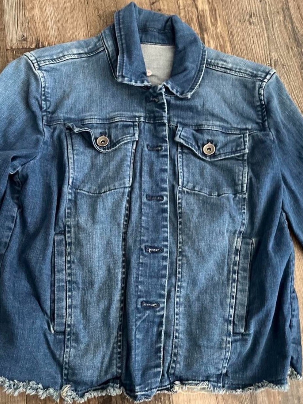 Women's Blue Denim Jacket with Button Front